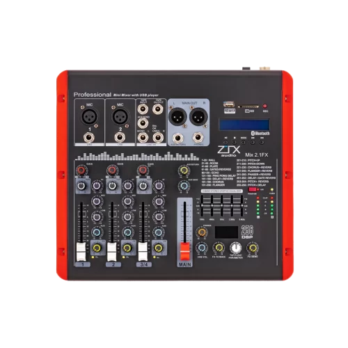 ZTX audio Mix 2.1.Fx 4-канальный микшерный пульт, FX, MP3, Bluetooth